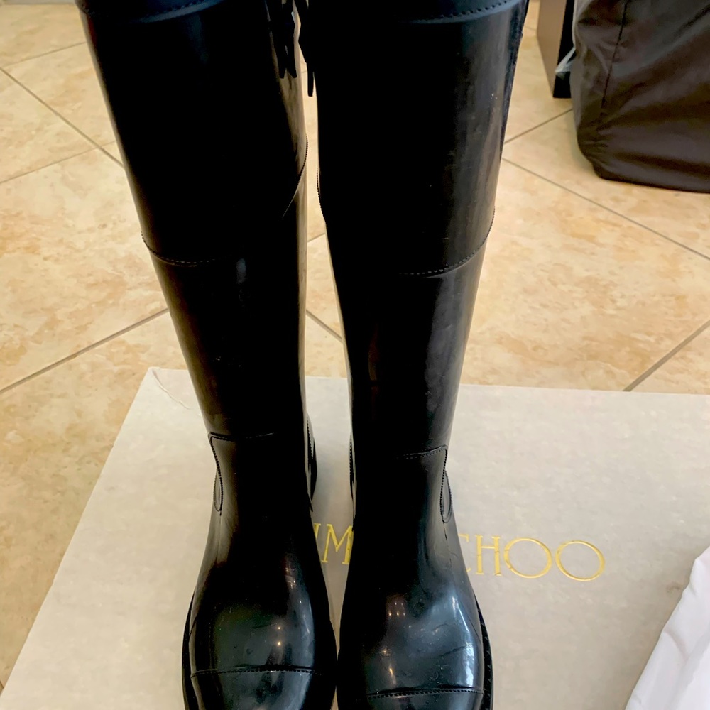 Black Jimmy Choo rain boots worn once